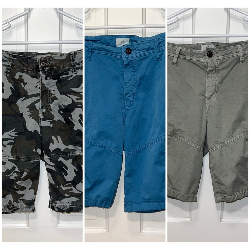 3 Pairs Four Steeds Womens Cargo Shorts Bundle Size 10 Camo Blue Gray Utility